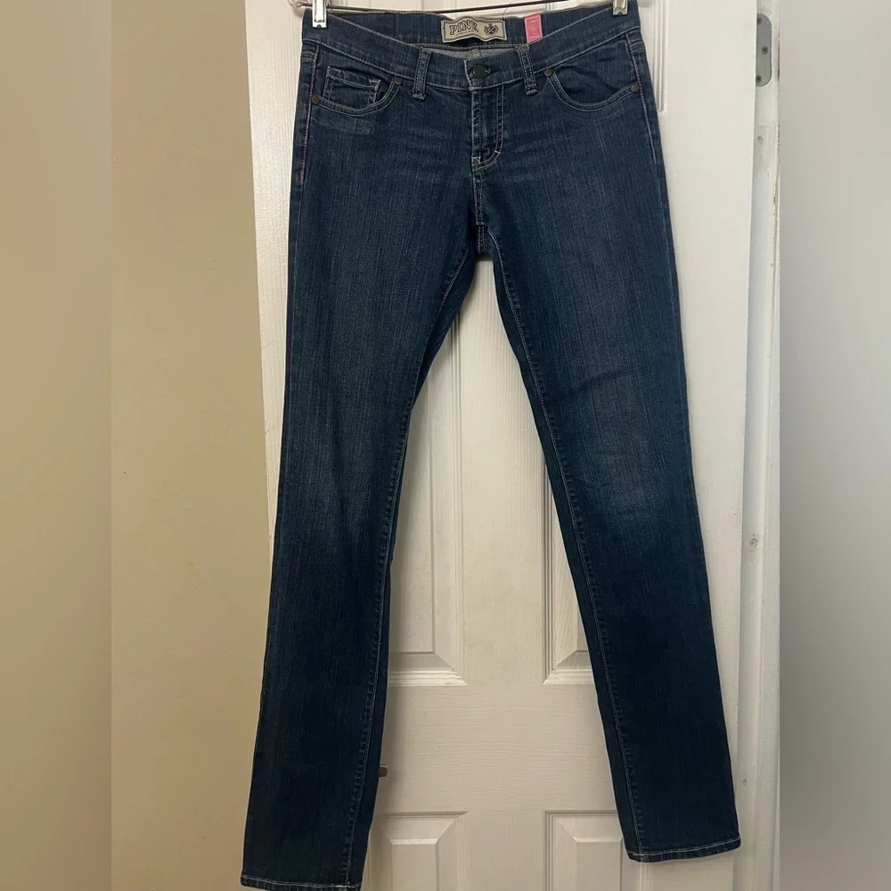 PINK Victoria's Secret Dark Blue Straight Leg Jeans - Picture 10 of 16